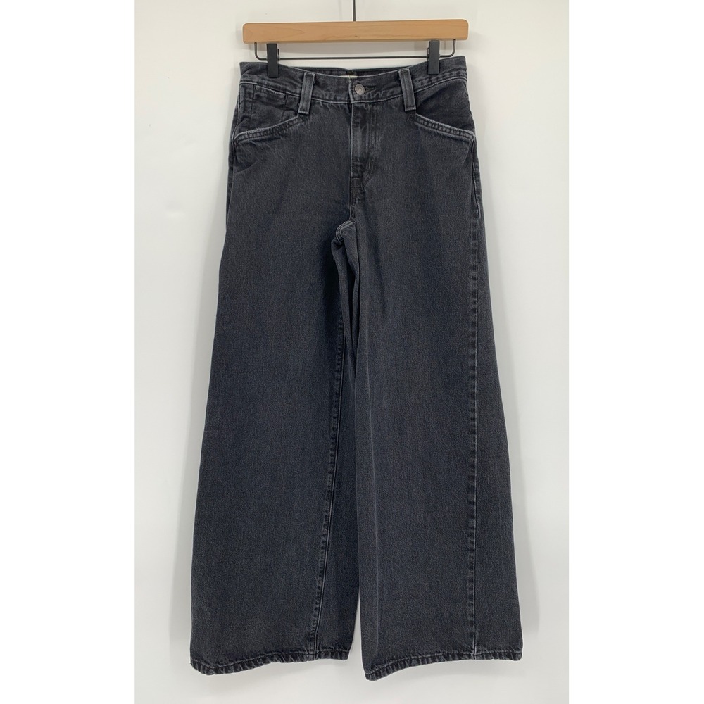 Levis Wide Leg Jeans Womens 26 Black 94 Baggy Wide Leg Cotton Denim Pants